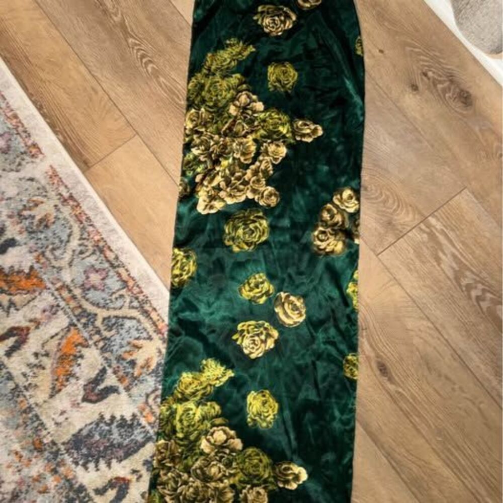 Green Floral Satin scarfs 40inches approximately